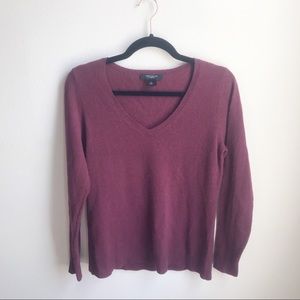 Ann Taylor | Burgundy 100% Cashmere V-Neck Sweater
